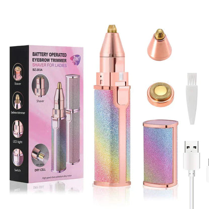 2 in 1 Electric Eyebrow Trimmer and shaver,Rechargeble Hair Remover for All Parts