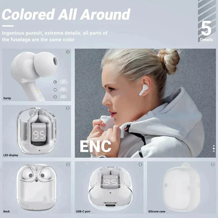 Air31 Earbuds Wireless Crystal Transparent Body
