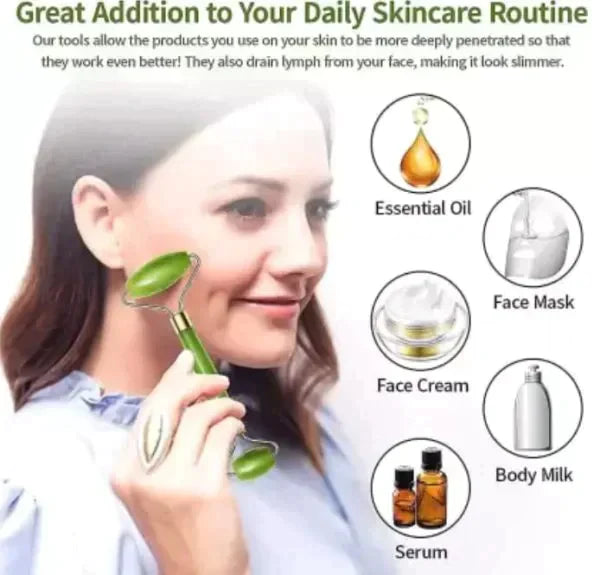 Gua Sha Stone & Facial Jade Roller Manual Massage